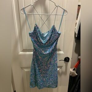 Windsor Blue Sequin Mini Dress
